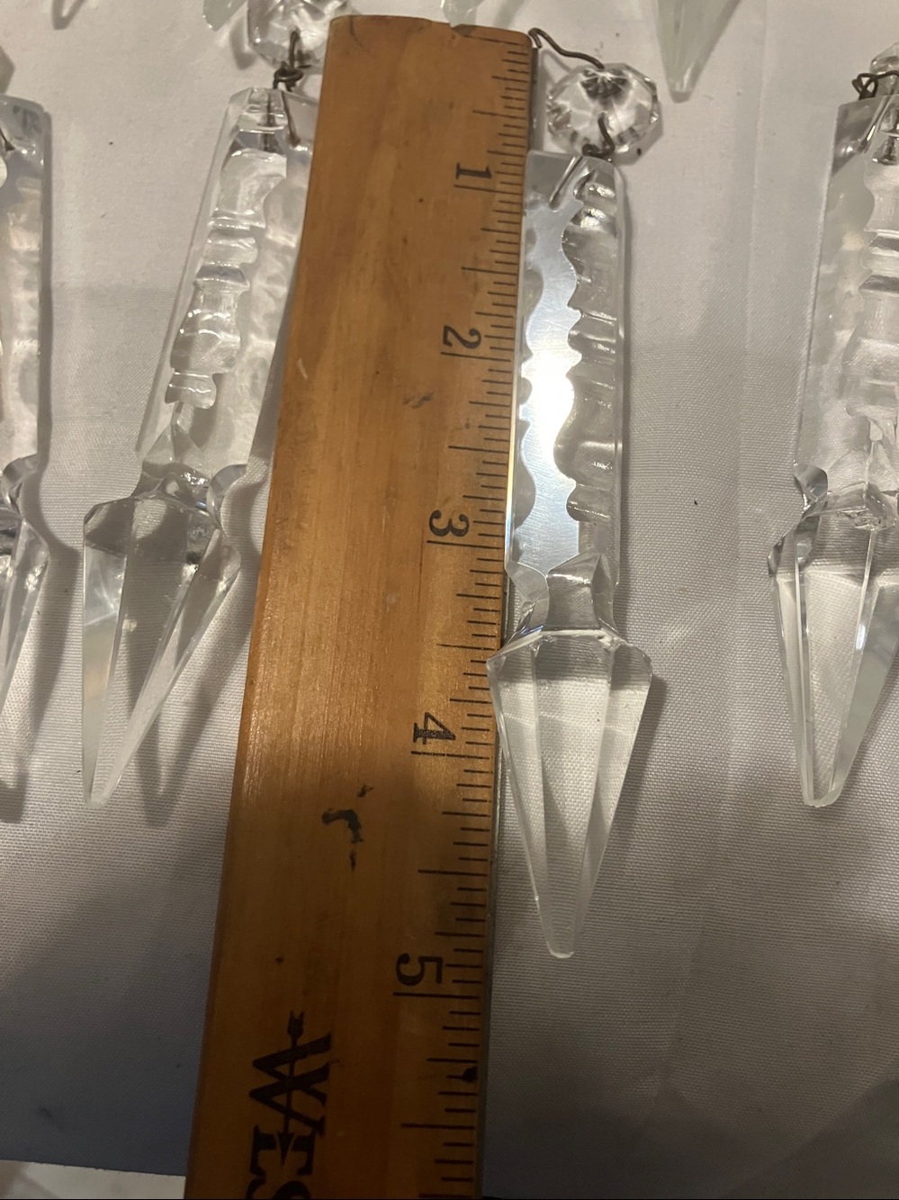 Beautiful. Set of 10. 5” dagger like spike glass crystals from vintage - Picture 3 of 10